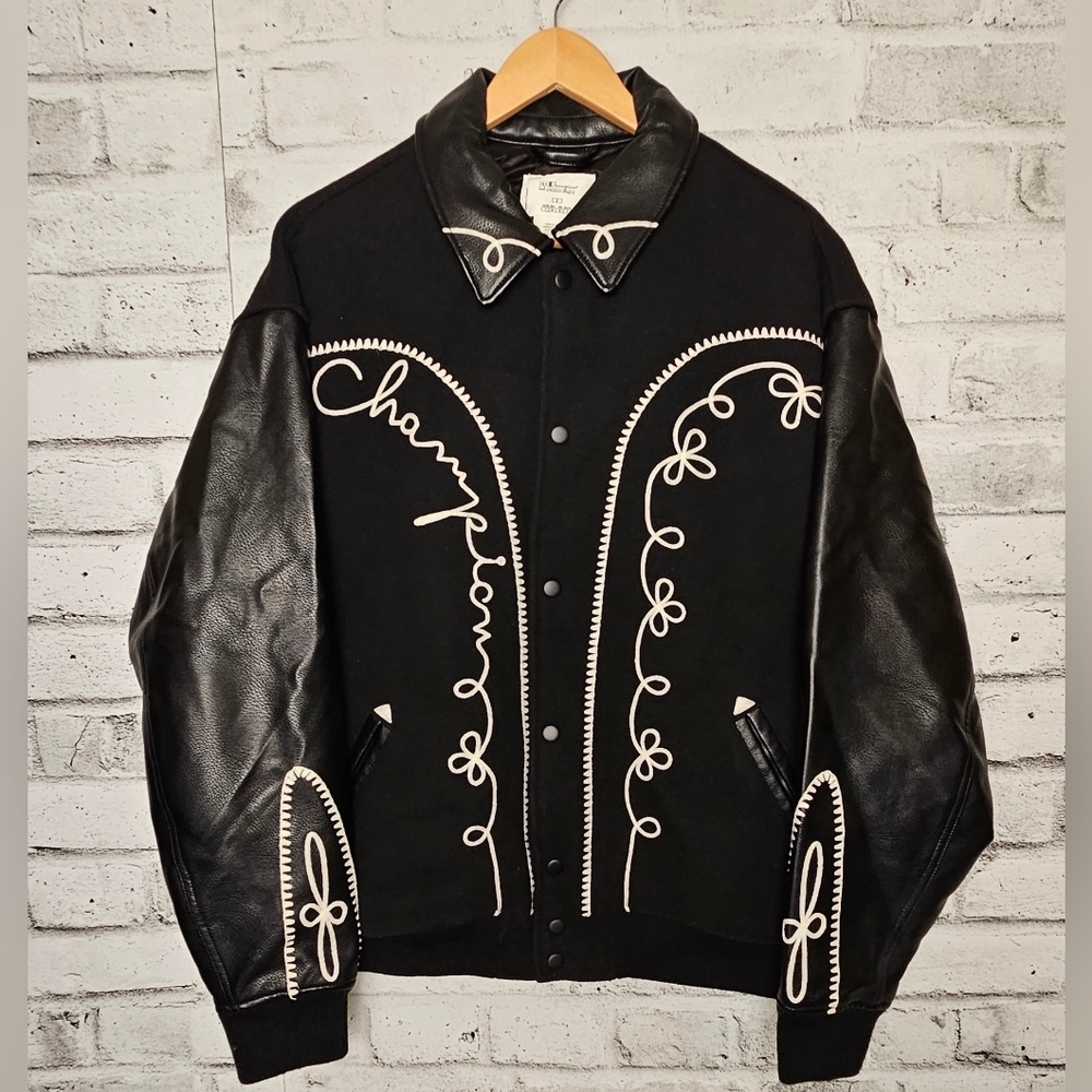 Champion x Angelo Baque Varsity Jacket Leather Size S